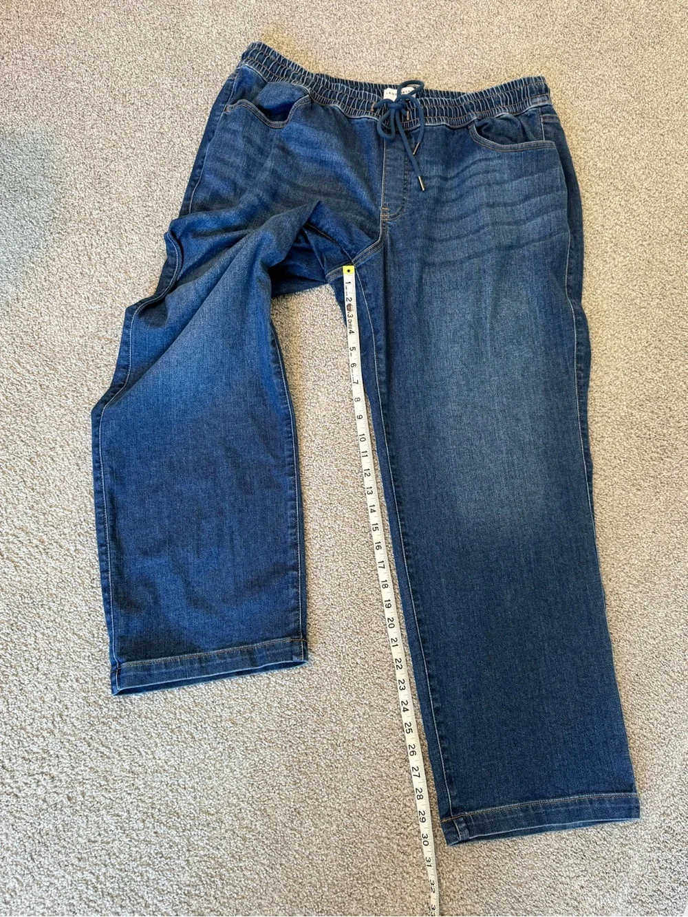 Lane Bryant Women’s Elastic Waist Blue Jeans Casual Pull-On Style Drawstring 18